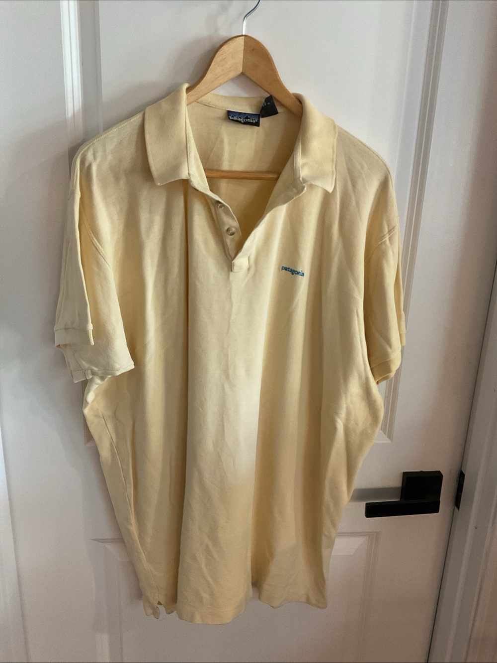 Patagonia - Men's Short Sleeve Polo Shirt in Pale Yellow - Size XL